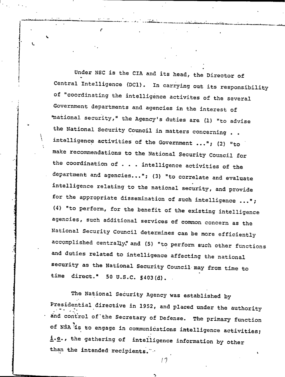 Page 18 from Department of Justice Prosecutive Summary into NSA and CIA Criminal Activities