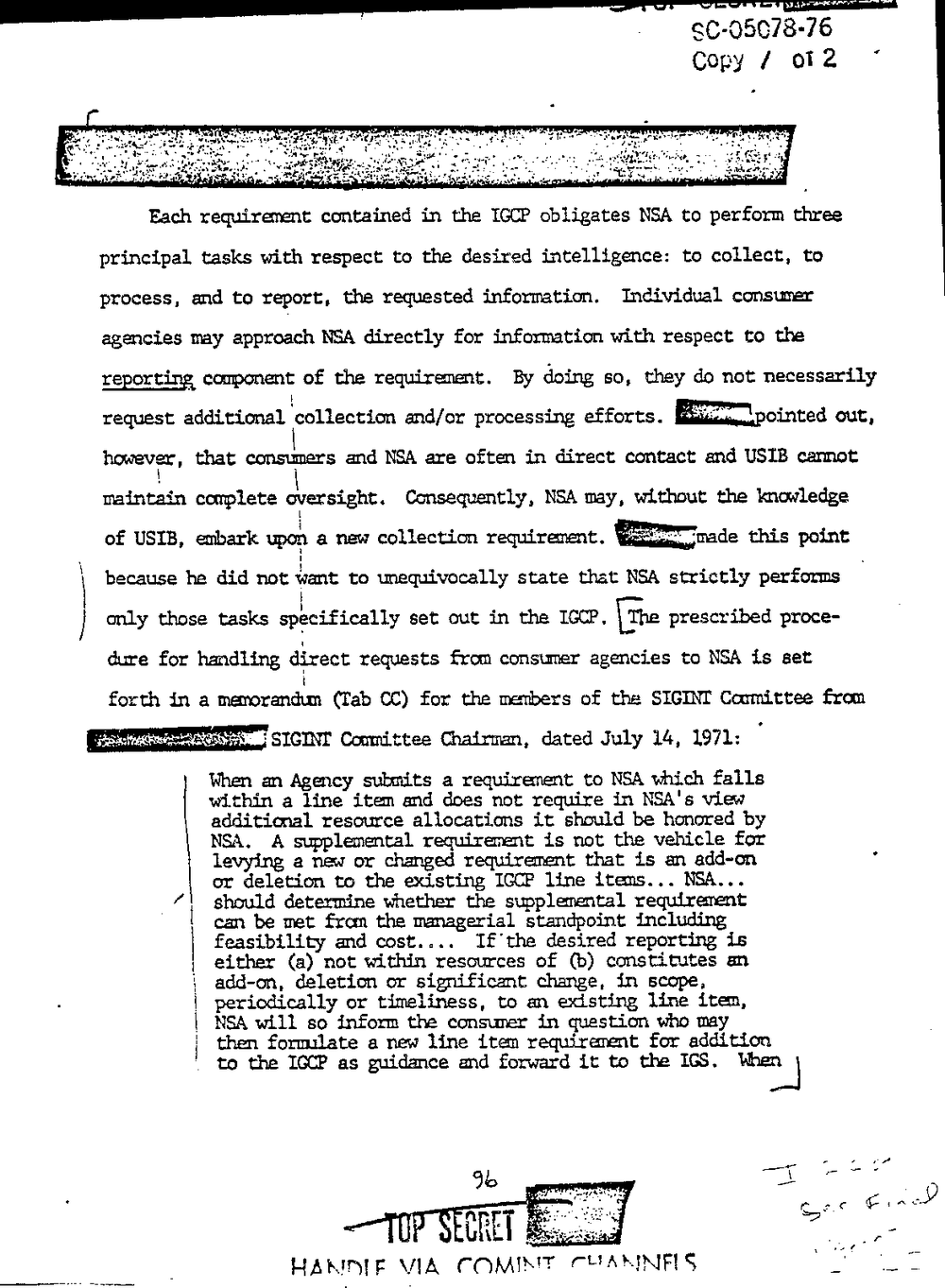 Page 104 from Report on Inquiry Into CIA Related Electronic Surveillance Activities