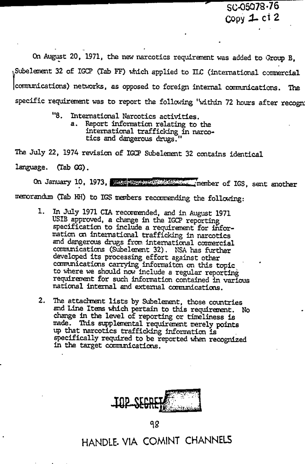 Page 106 from Report on Inquiry Into CIA Related Electronic Surveillance Activities