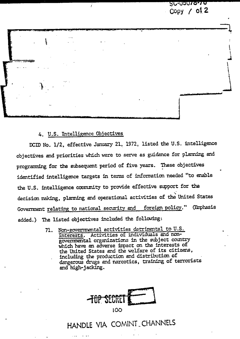 Page 108 from Report on Inquiry Into CIA Related Electronic Surveillance Activities
