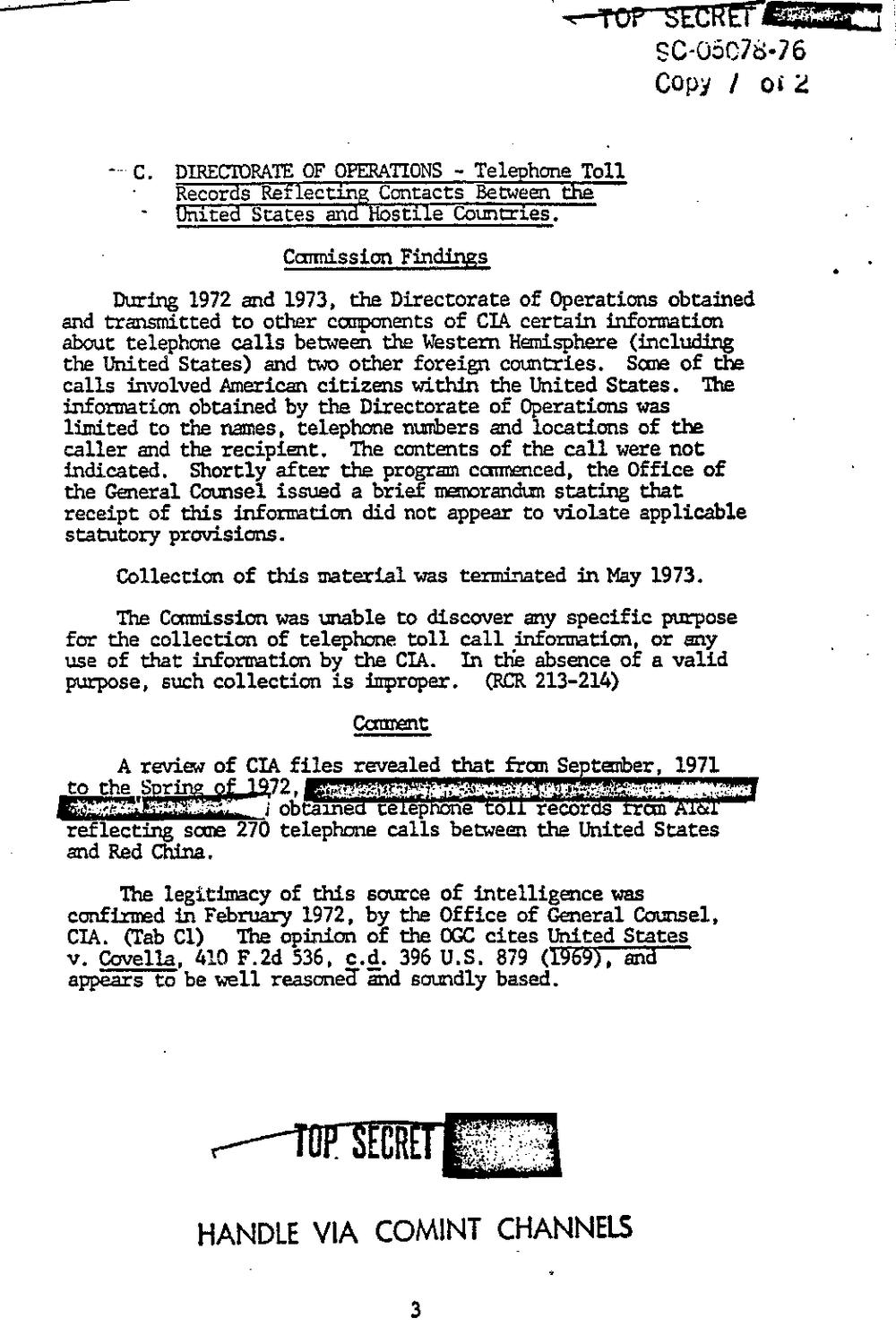 Page 11 from Report on Inquiry Into CIA Related Electronic Surveillance Activities