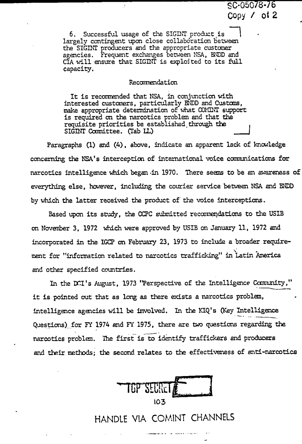 Page 111 from Report on Inquiry Into CIA Related Electronic Surveillance Activities