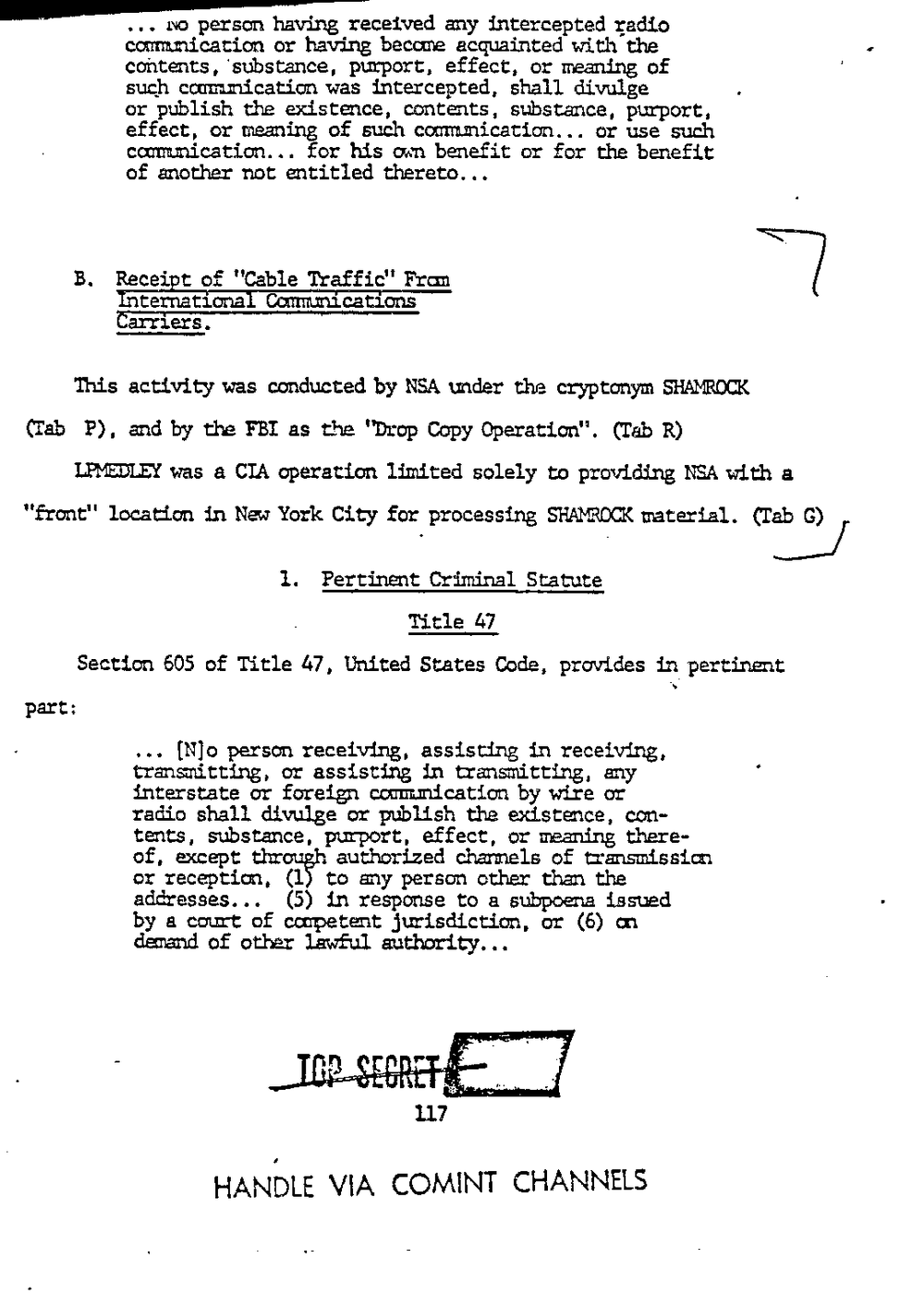 Page 125 from Report on Inquiry Into CIA Related Electronic Surveillance Activities