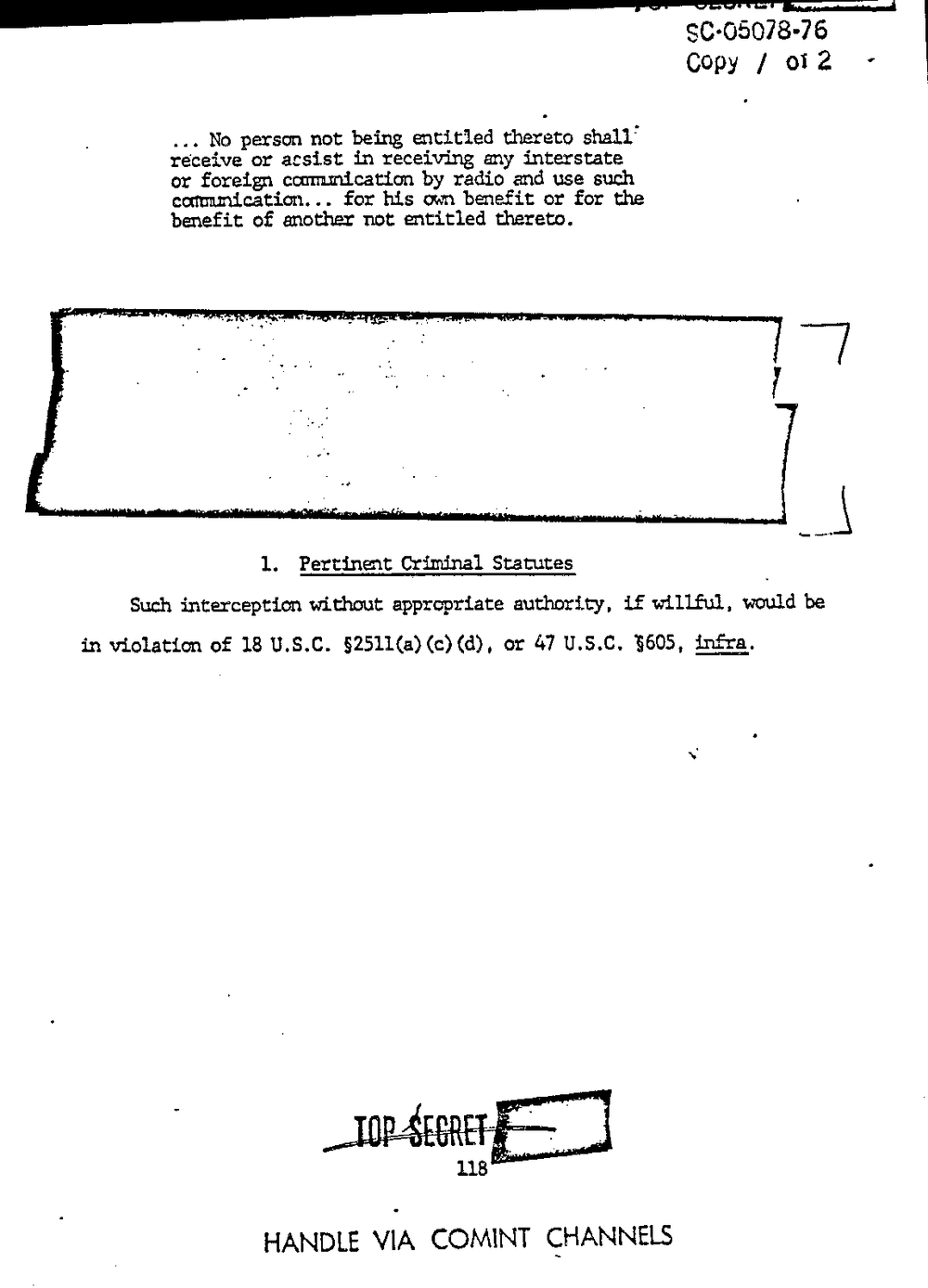 Page 126 from Report on Inquiry Into CIA Related Electronic Surveillance Activities