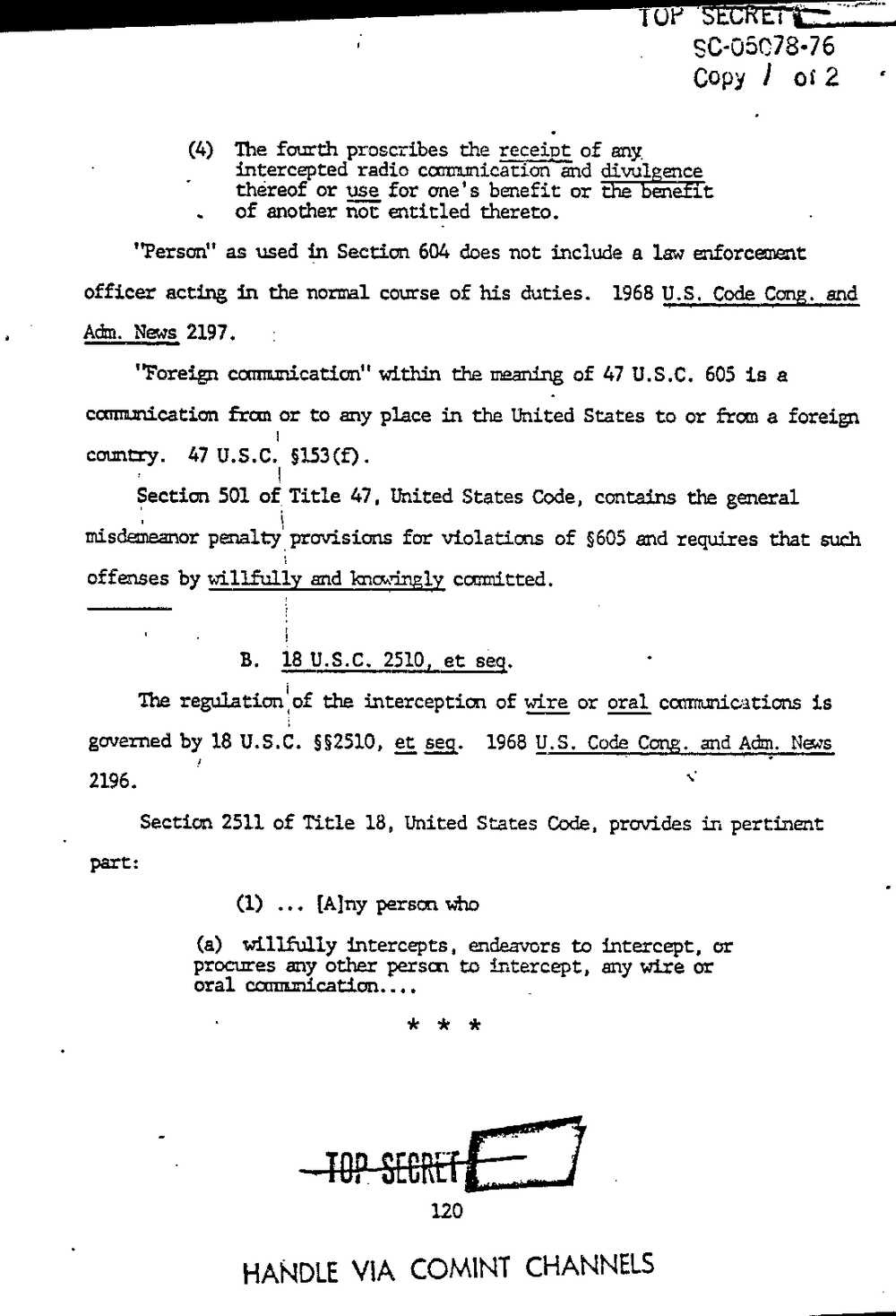 Page 128 from Report on Inquiry Into CIA Related Electronic Surveillance Activities