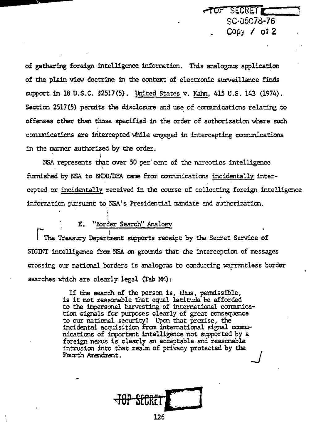 Page 134 from Report on Inquiry Into CIA Related Electronic Surveillance Activities