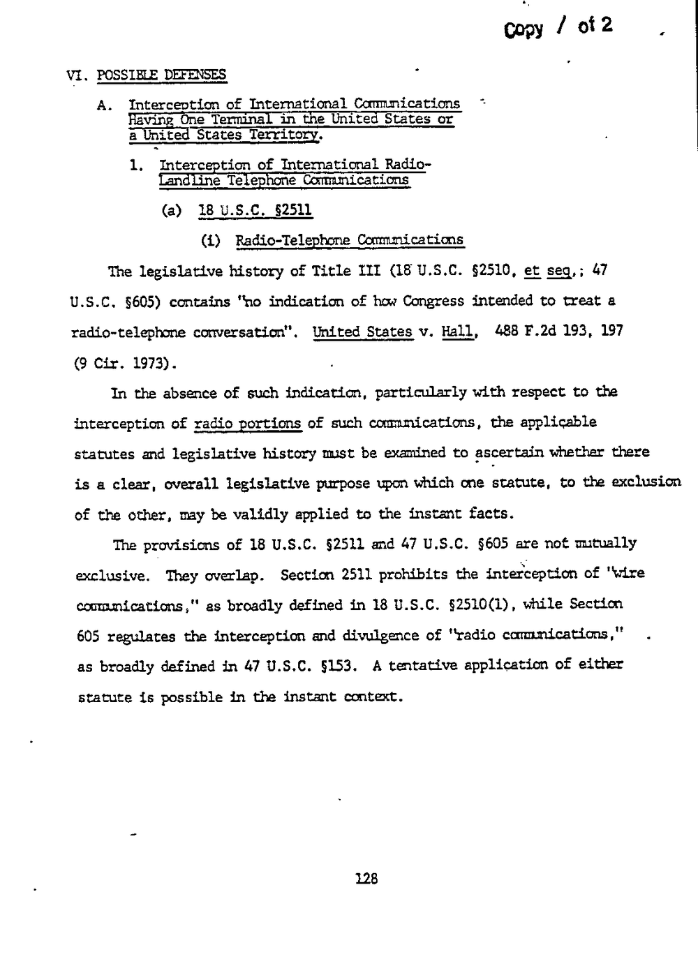 Page 136 from Report on Inquiry Into CIA Related Electronic Surveillance Activities