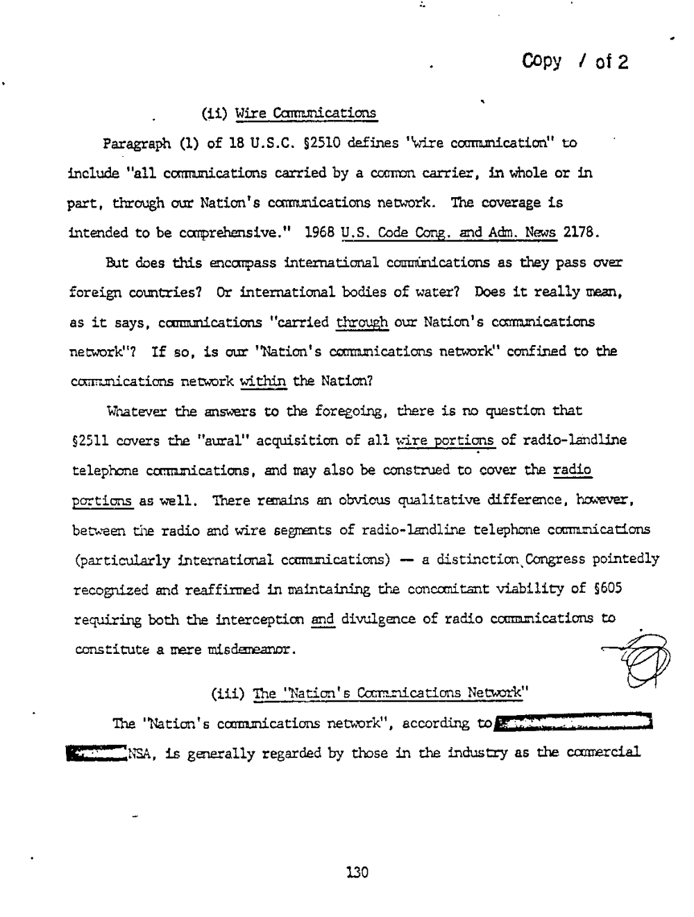 Page 138 from Report on Inquiry Into CIA Related Electronic Surveillance Activities