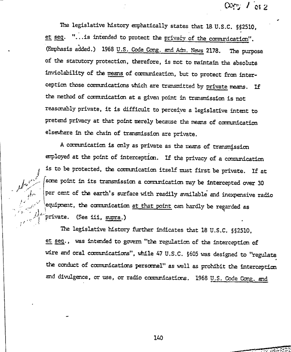 Page 148 from Report on Inquiry Into CIA Related Electronic Surveillance Activities