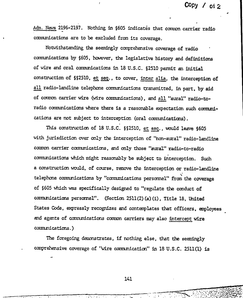 Page 149 from Report on Inquiry Into CIA Related Electronic Surveillance Activities