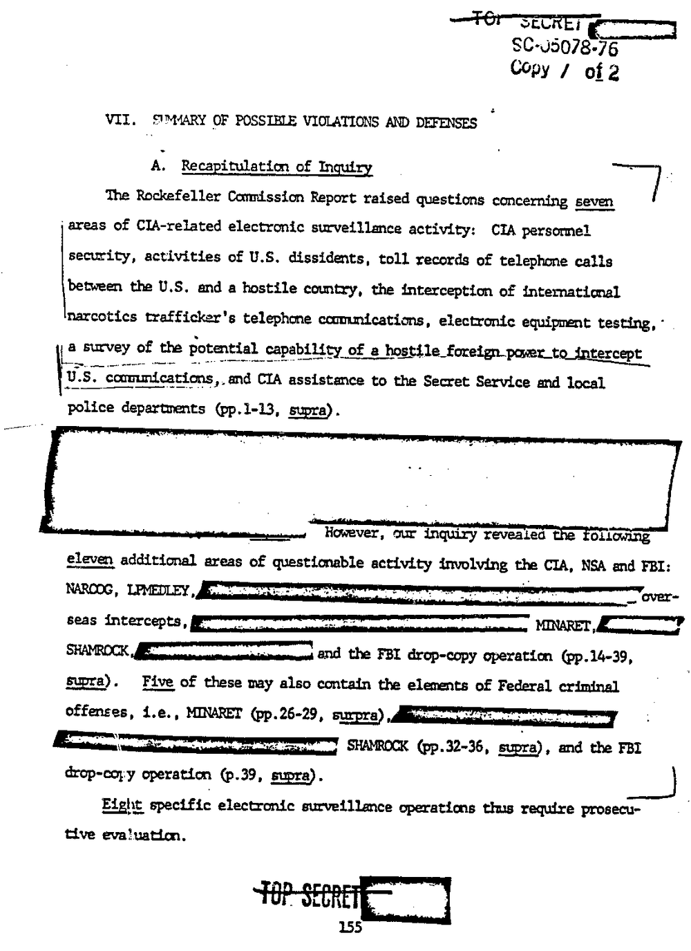 Page 163 from Report on Inquiry Into CIA Related Electronic Surveillance Activities