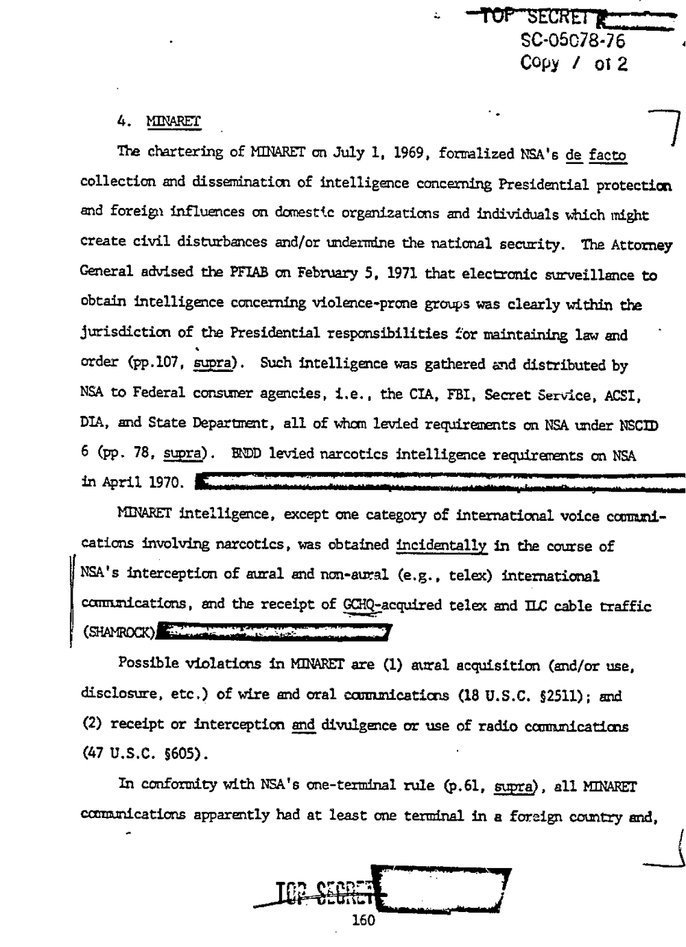 Page 168 from Report on Inquiry Into CIA Related Electronic Surveillance Activities