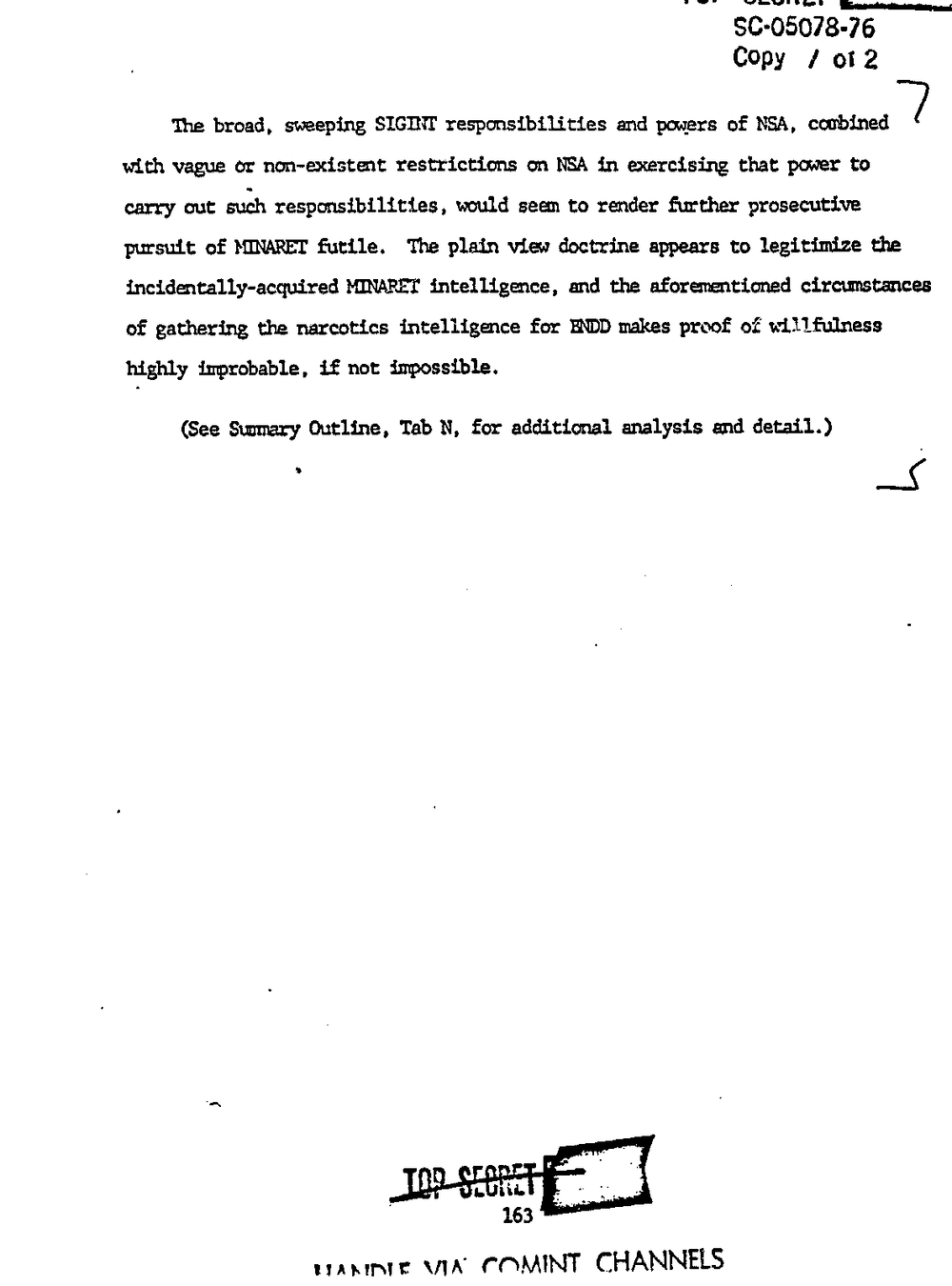 Page 171 from Report on Inquiry Into CIA Related Electronic Surveillance Activities