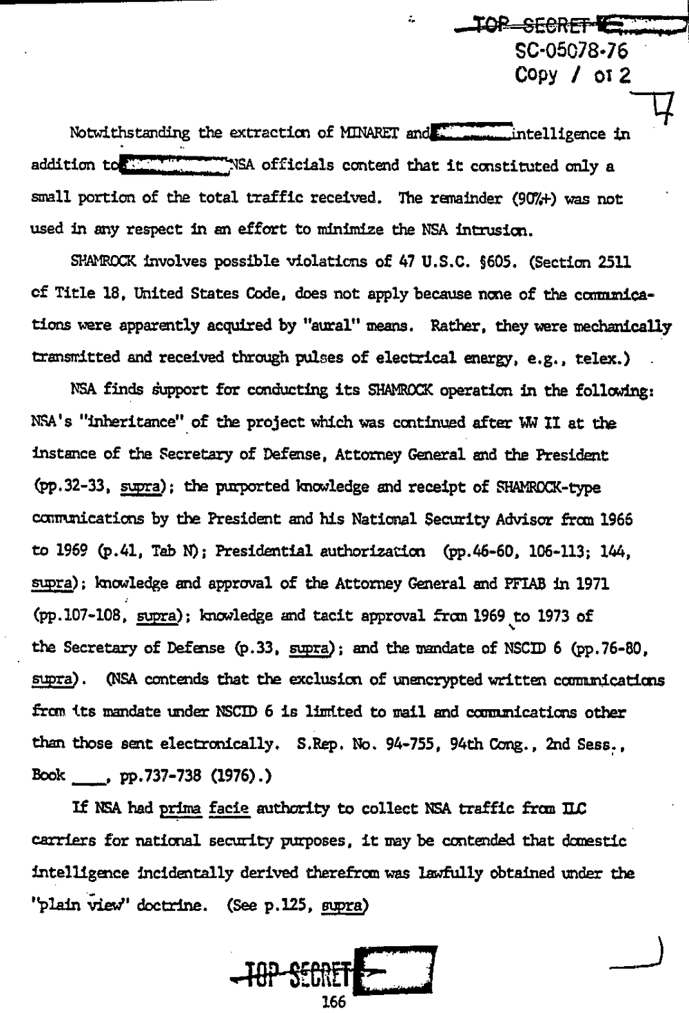 Page 174 from Report on Inquiry Into CIA Related Electronic Surveillance Activities
