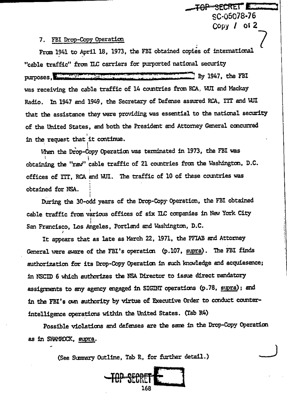 Page 176 from Report on Inquiry Into CIA Related Electronic Surveillance Activities
