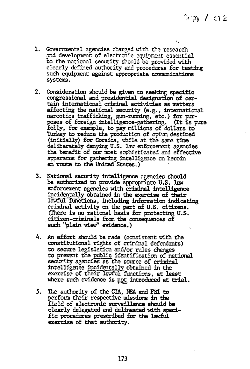 Page 181 from Report on Inquiry Into CIA Related Electronic Surveillance Activities