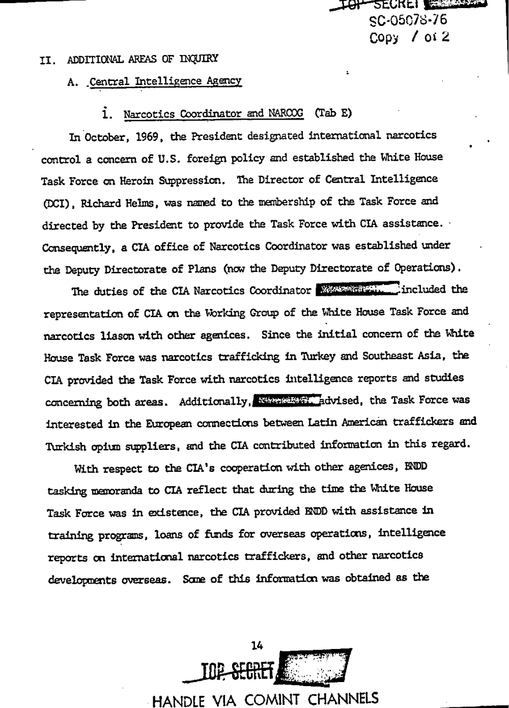 Page 22 from Report on Inquiry Into CIA Related Electronic Surveillance Activities