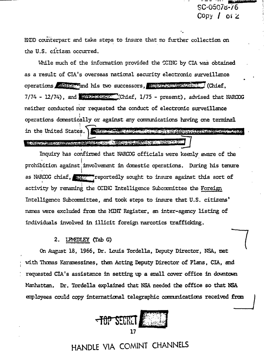 Page 25 from Report on Inquiry Into CIA Related Electronic Surveillance Activities