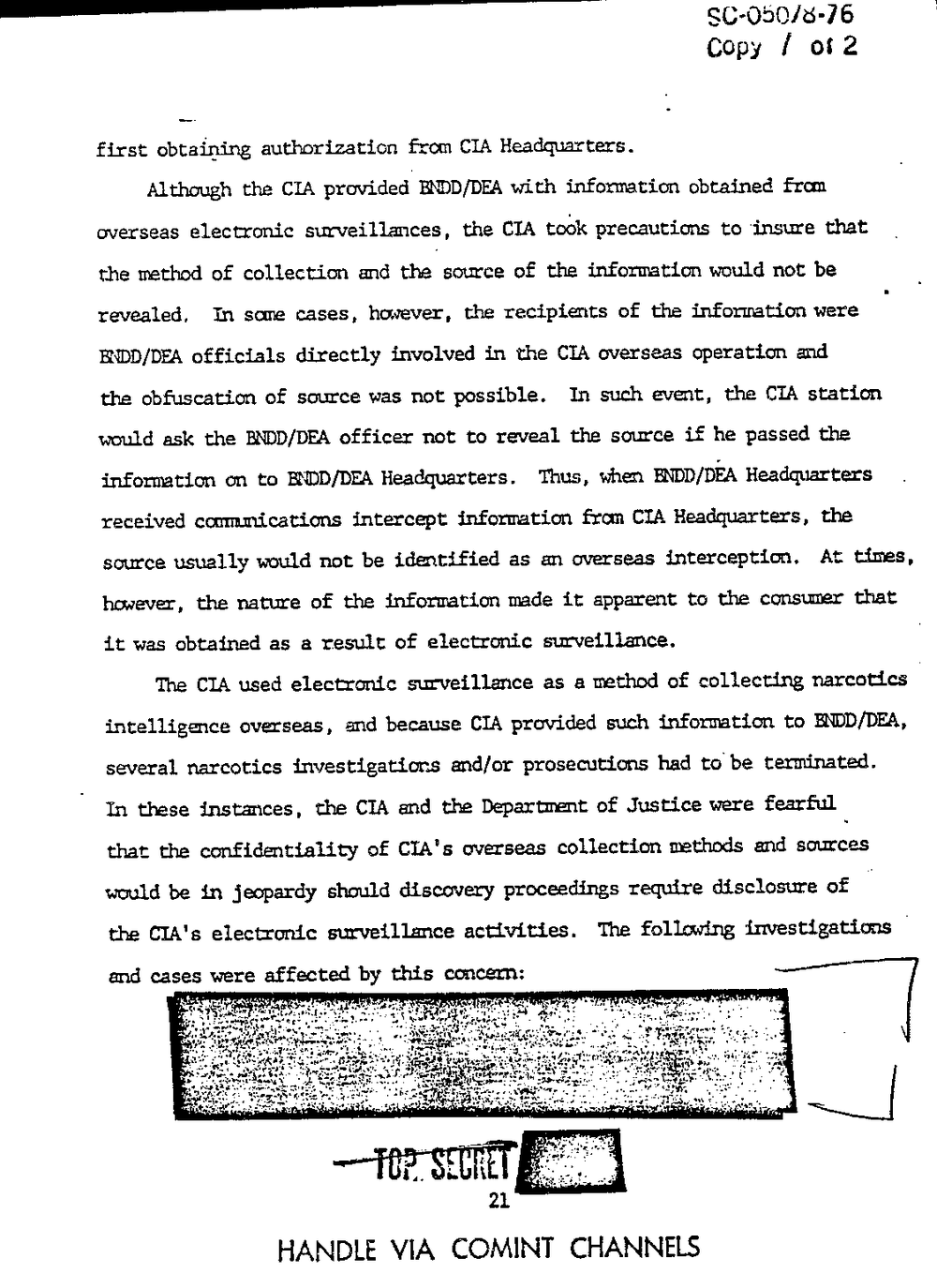 Page 29 from Report on Inquiry Into CIA Related Electronic Surveillance Activities