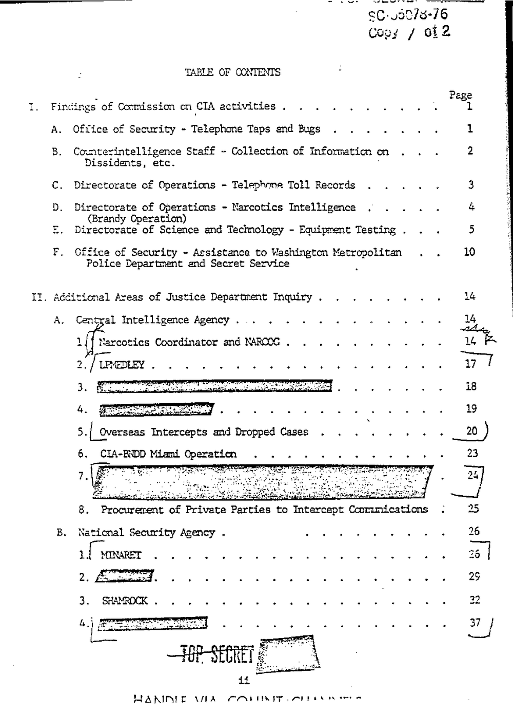 Page 3 from Report on Inquiry Into CIA Related Electronic Surveillance Activities