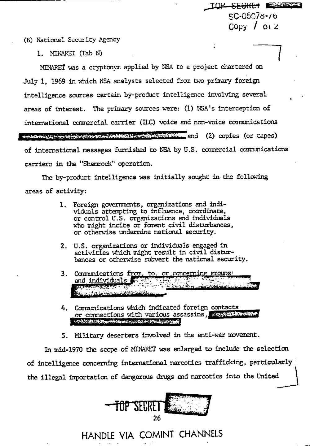 Page 34 from Report on Inquiry Into CIA Related Electronic Surveillance Activities