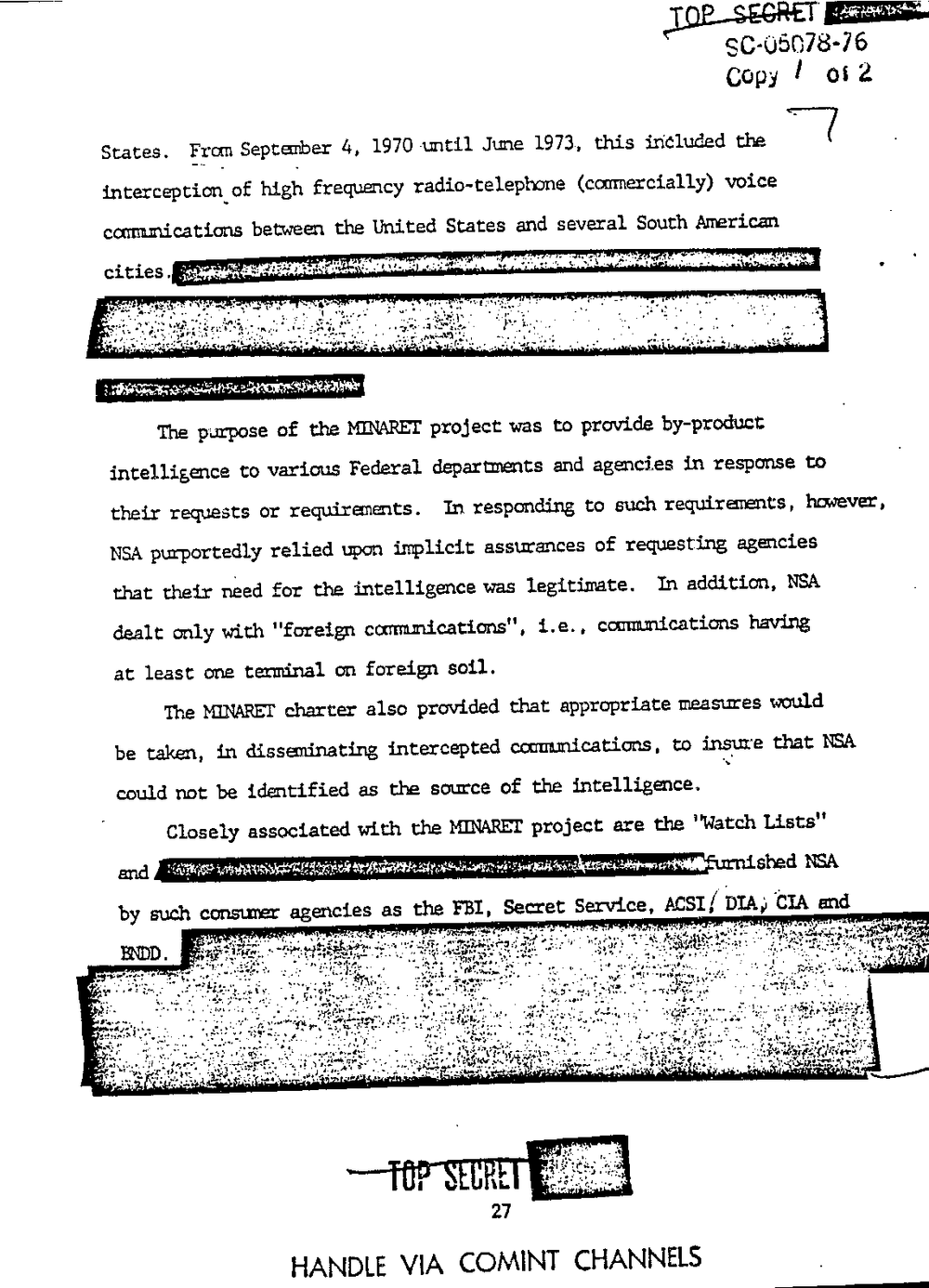 Page 35 from Report on Inquiry Into CIA Related Electronic Surveillance Activities