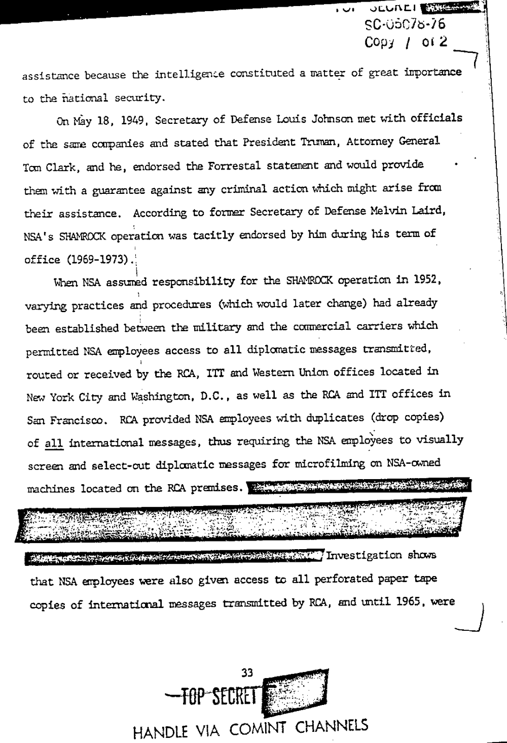 Page 41 from Report on Inquiry Into CIA Related Electronic Surveillance Activities