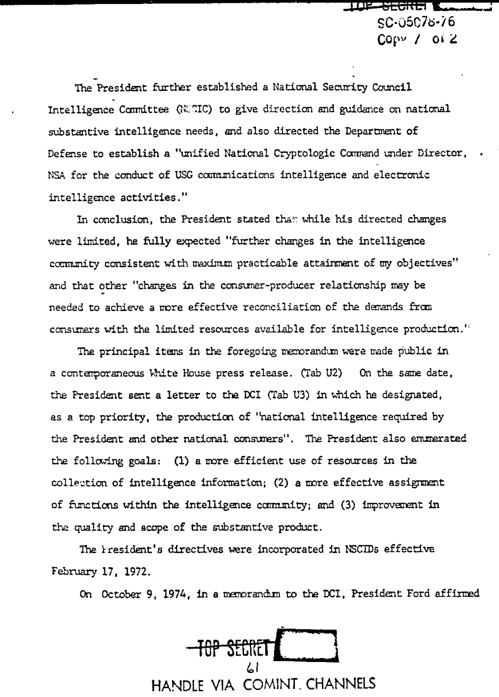 Page 69 from Report on Inquiry Into CIA Related Electronic Surveillance Activities