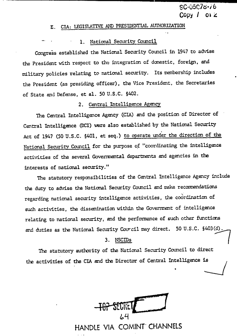 Page 72 from Report on Inquiry Into CIA Related Electronic Surveillance Activities