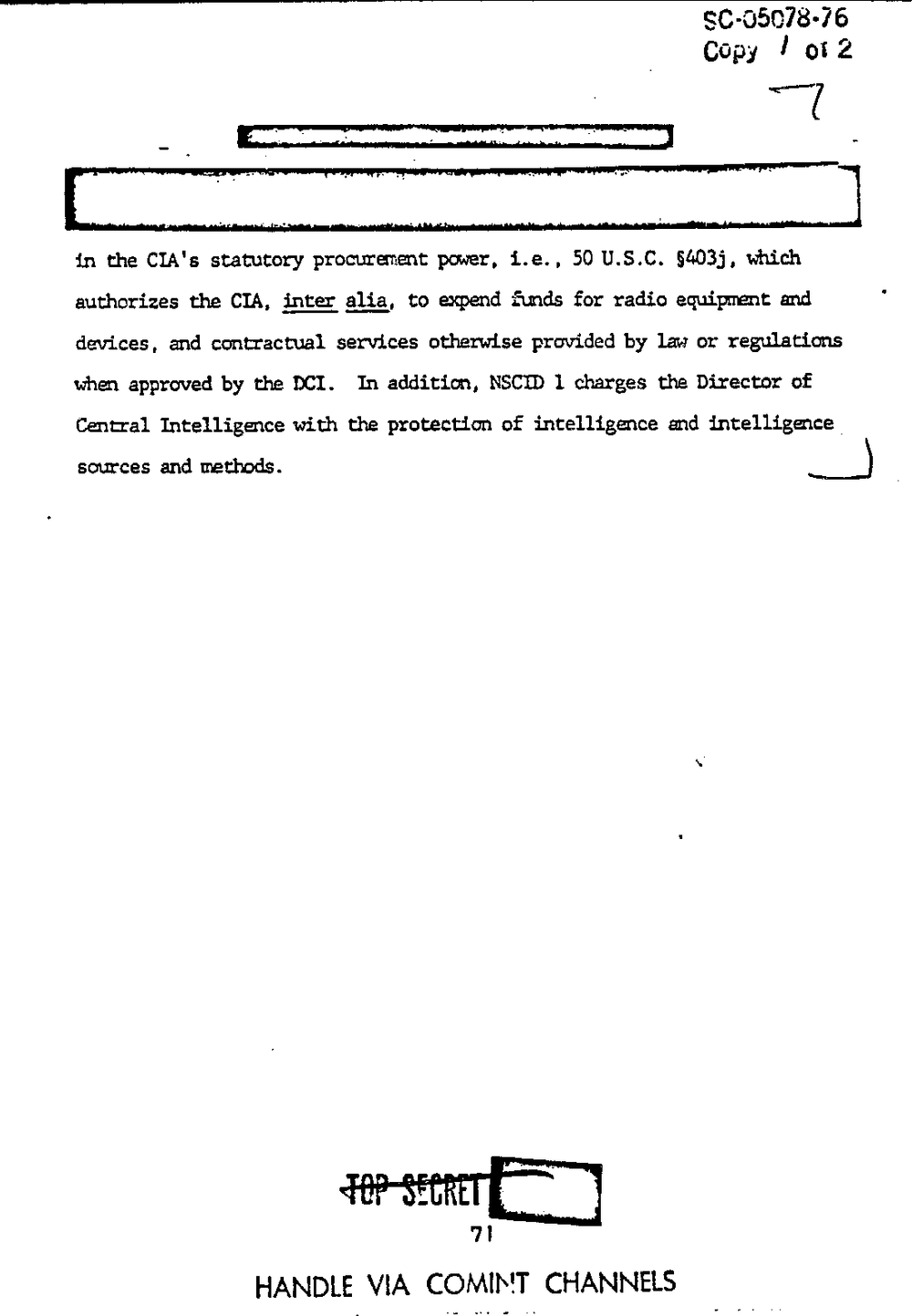 Page 79 from Report on Inquiry Into CIA Related Electronic Surveillance Activities
