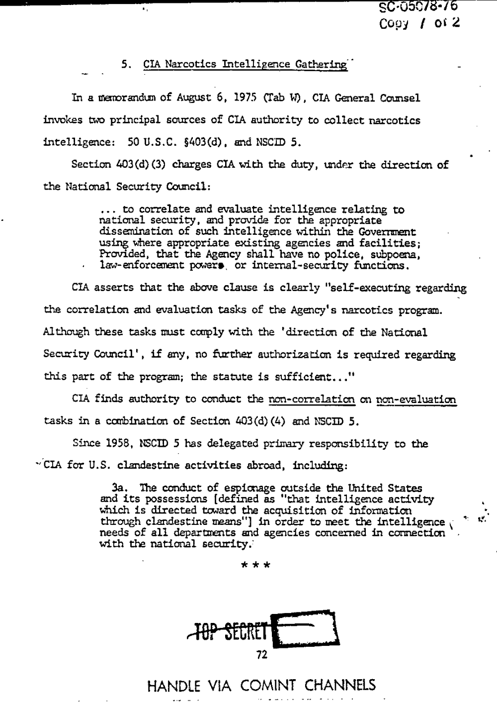 Page 80 from Report on Inquiry Into CIA Related Electronic Surveillance Activities