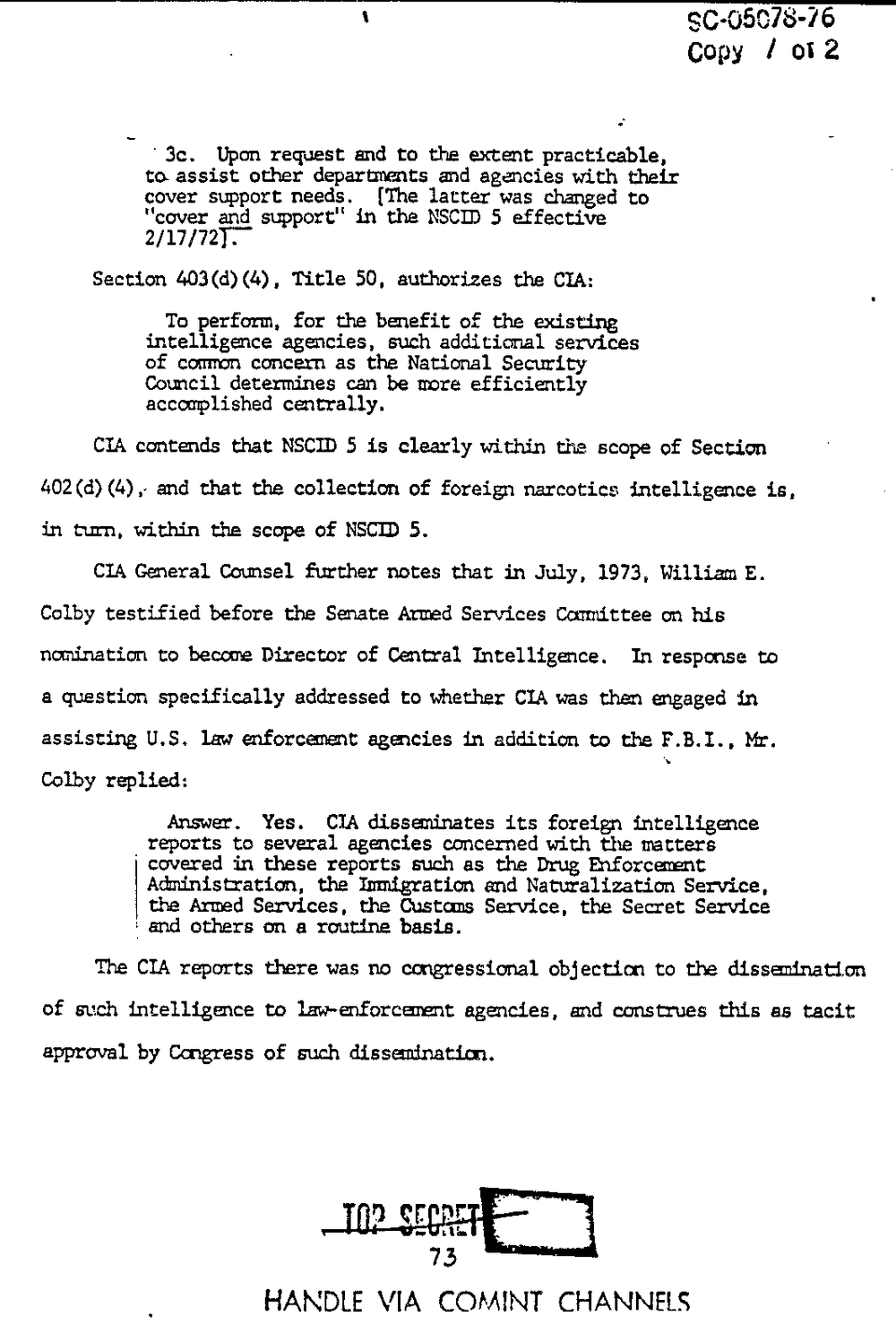 Page 81 from Report on Inquiry Into CIA Related Electronic Surveillance Activities