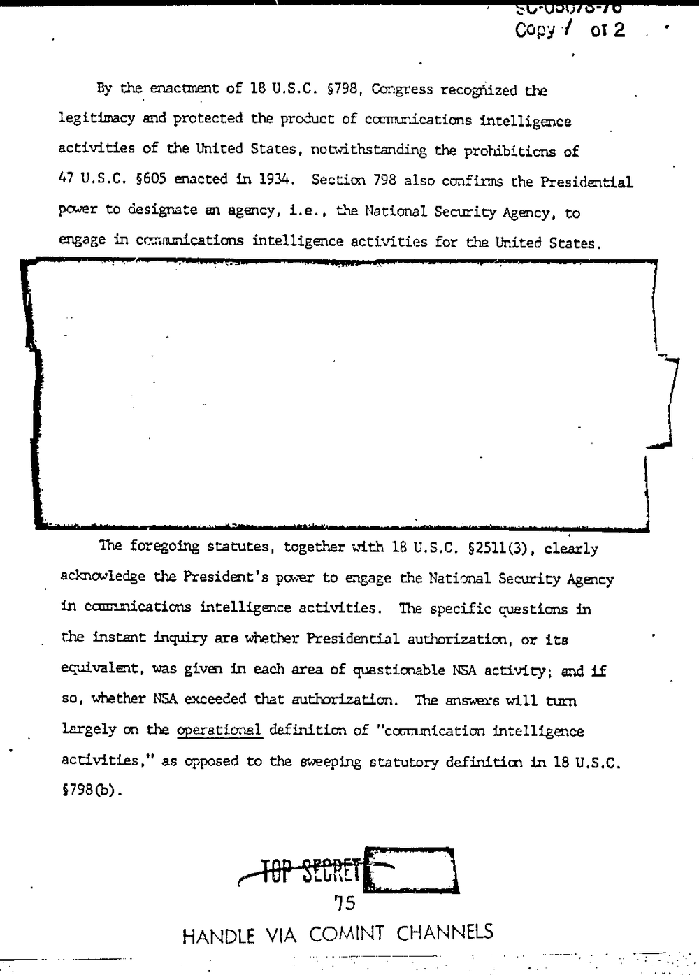 Page 83 from Report on Inquiry Into CIA Related Electronic Surveillance Activities