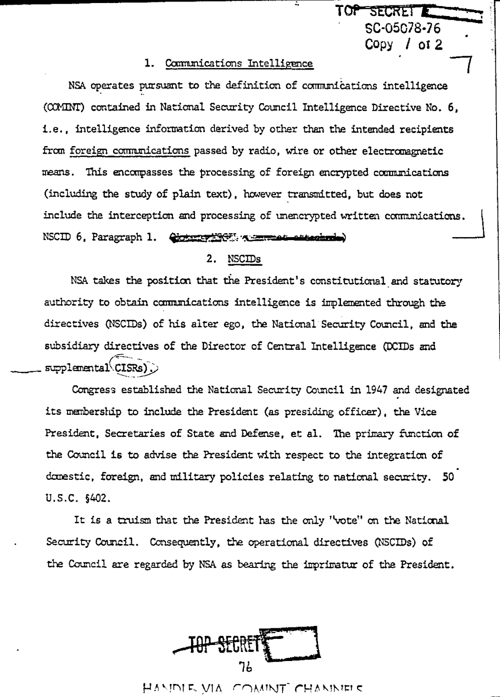 Page 84 from Report on Inquiry Into CIA Related Electronic Surveillance Activities