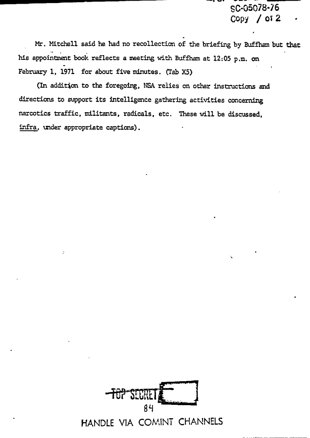 Page 92 from Report on Inquiry Into CIA Related Electronic Surveillance Activities