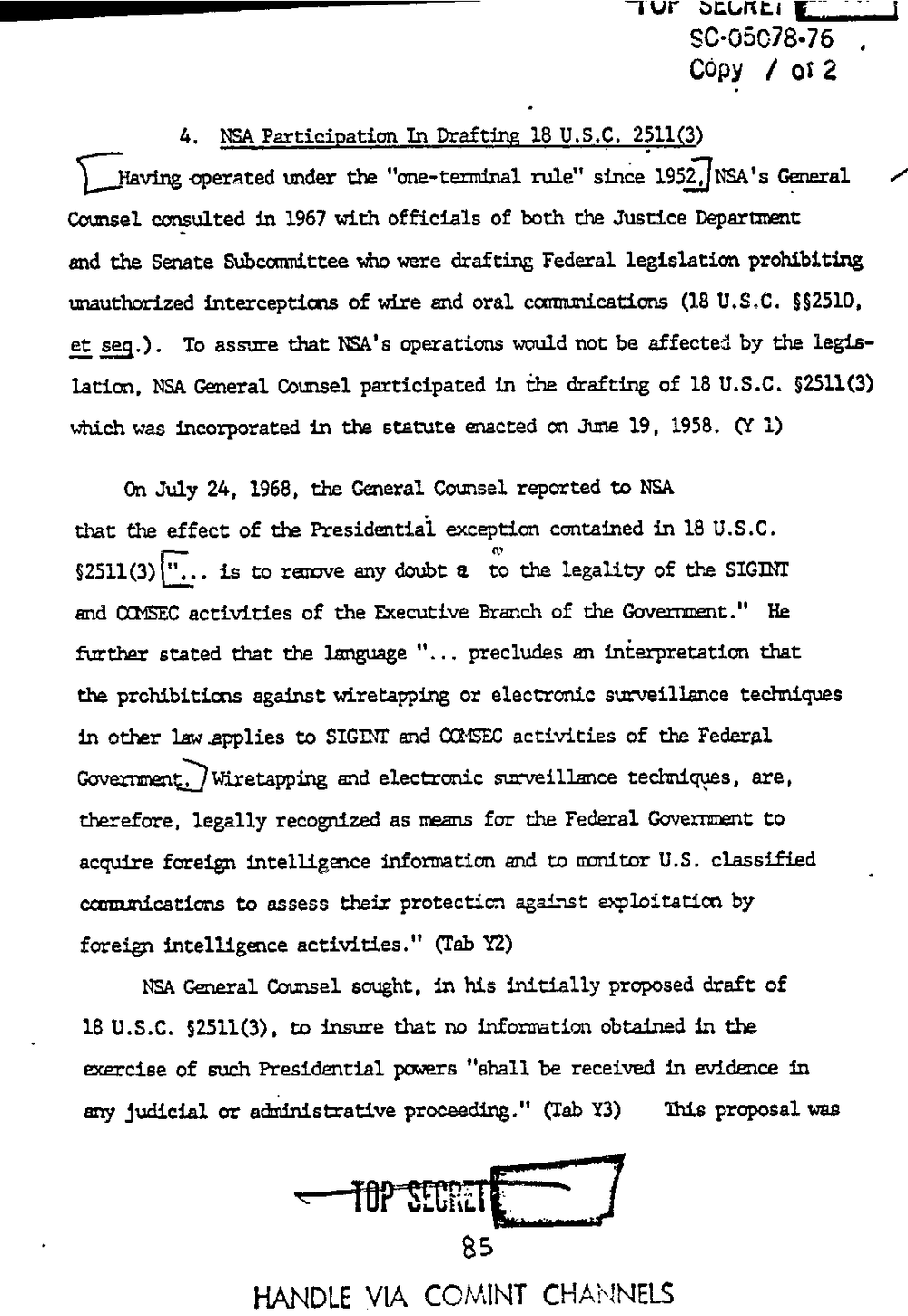 Page 93 from Report on Inquiry Into CIA Related Electronic Surveillance Activities