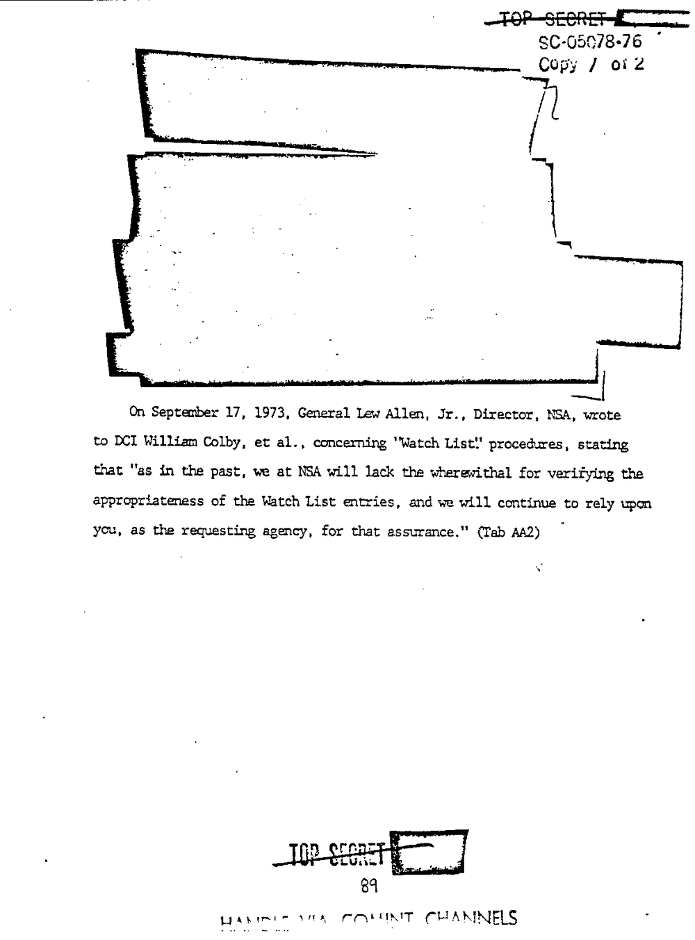 Page 97 from Report on Inquiry Into CIA Related Electronic Surveillance Activities