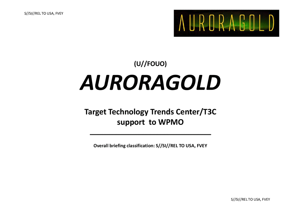 Page 1 from AURORAGOLD – Target Technology Trends Center support to WPMO (2011)