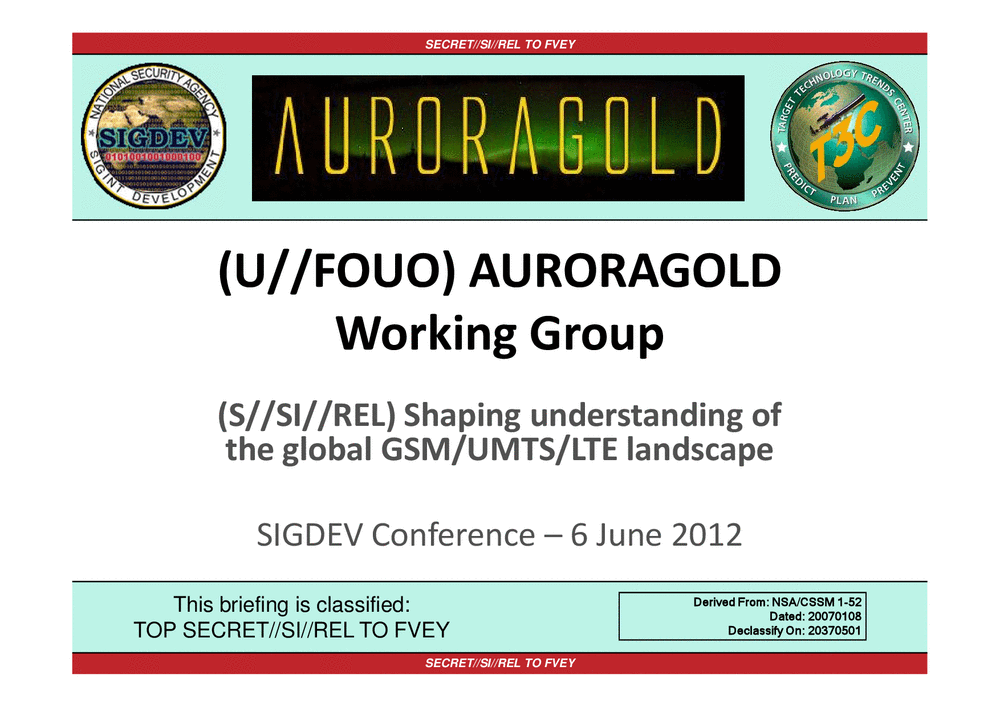 Page 1 from AURORAGOLD Working Group
