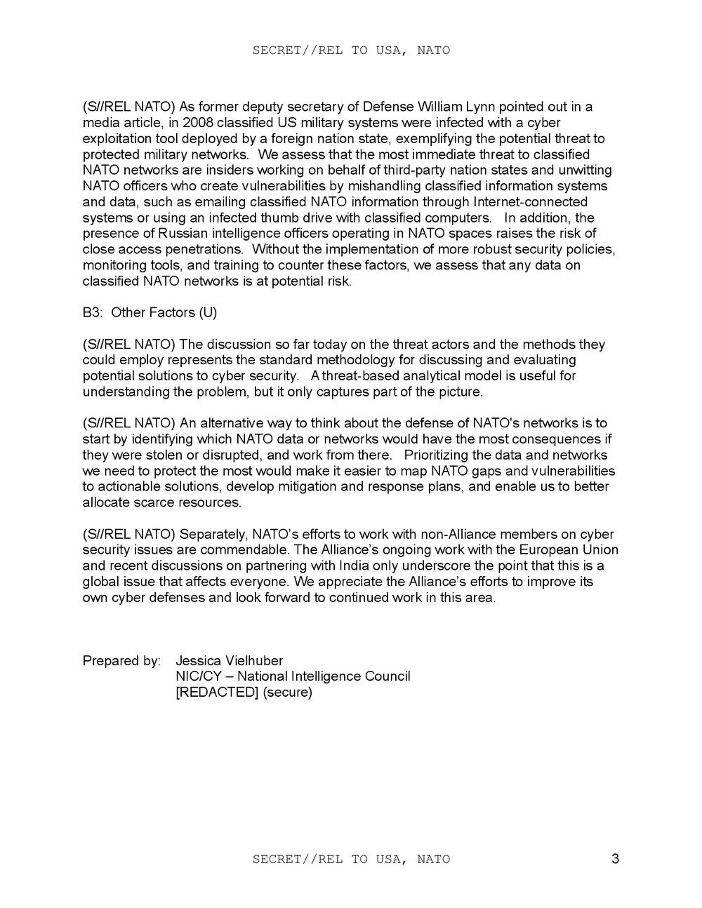 Page 3 from NATO Civilian Intelligence Council – Cyber Panel – US Talking Points