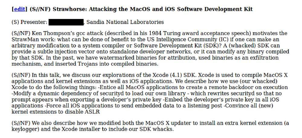 Page 1 from Strawhorse: Attacking the MacOS and iOS Software Development Kit