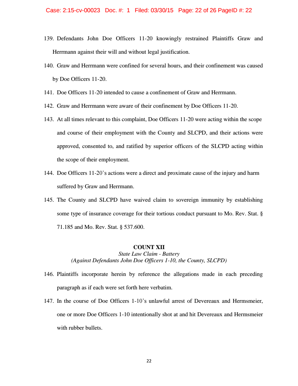 Page 22 from Complaint by <em>Intercept</em> Journalist Against St. Louis Police and County