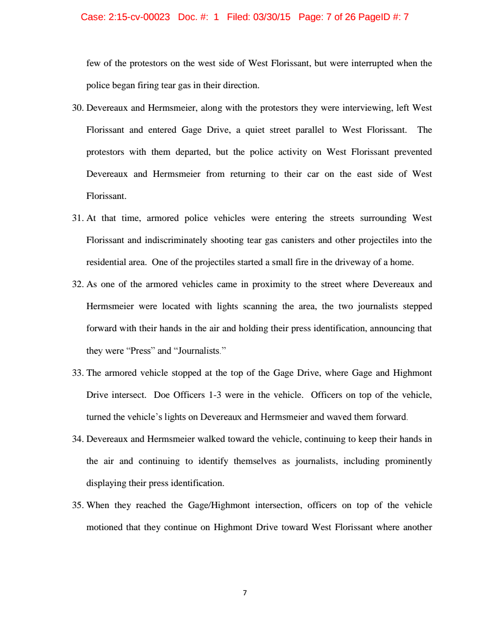 Page 7 from Complaint by <em>Intercept</em> Journalist Against St. Louis Police and County