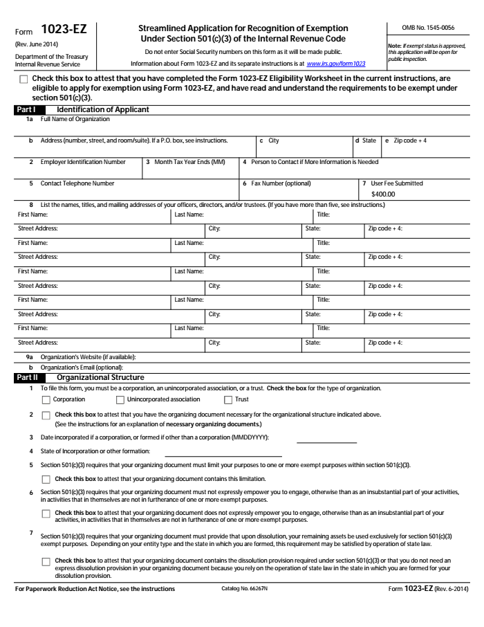 I.R.S.'s Form 1023-EZ Form - DocumentCloud