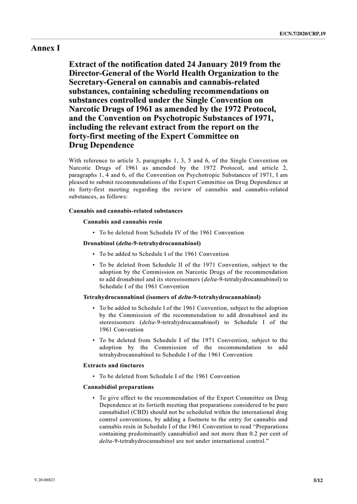 Page 5 of WHO-UNCND Cannabis Recommendations