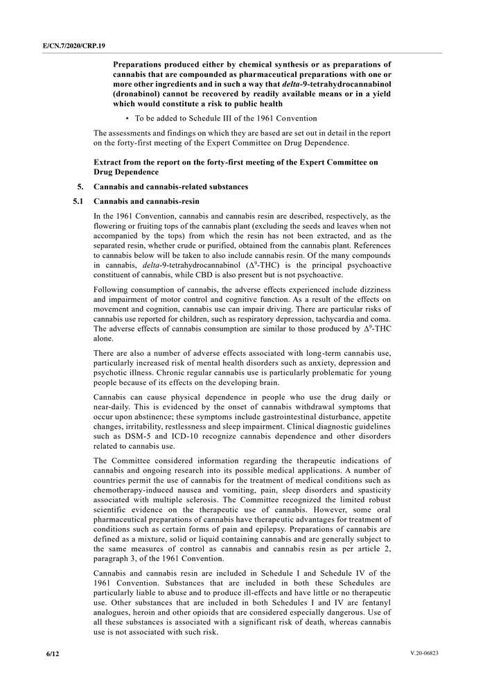 Page 6 of WHO-UNCND Cannabis Recommendations