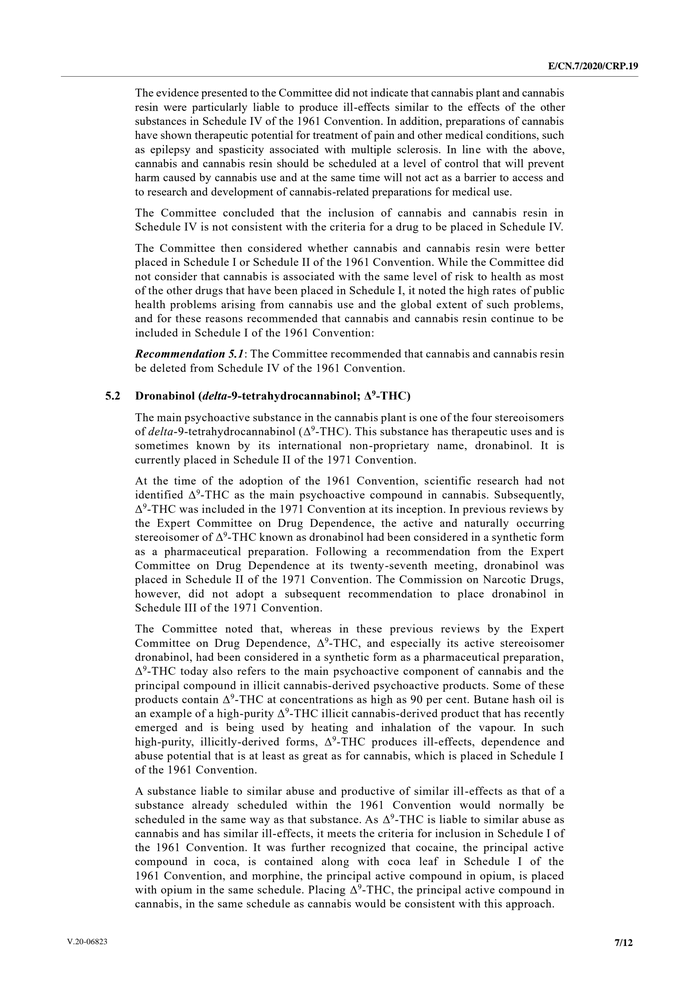 Page 7 of WHO-UNCND Cannabis Recommendations