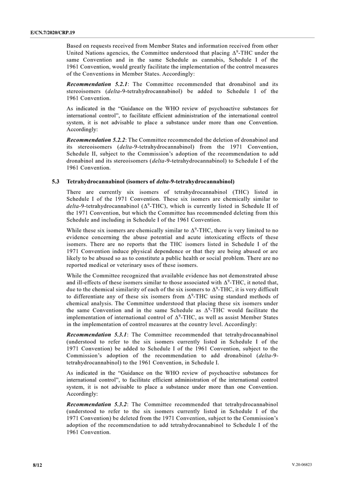 Page 8 of WHO-UNCND Cannabis Recommendations