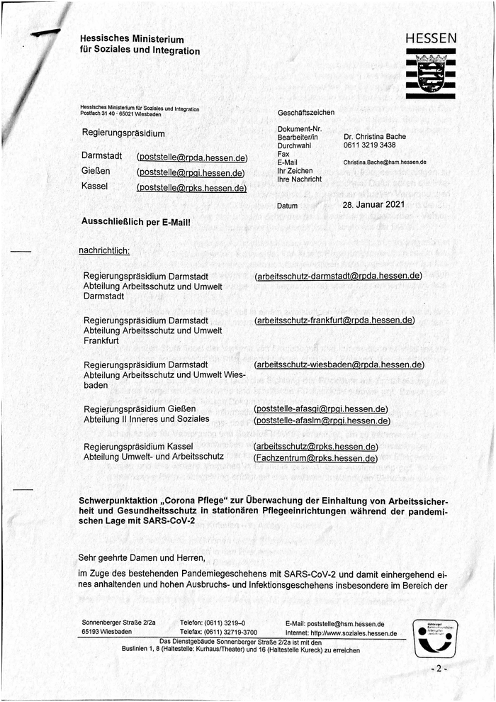 Page 1 of Hessen Schwerpunktaktion Corona Pflege