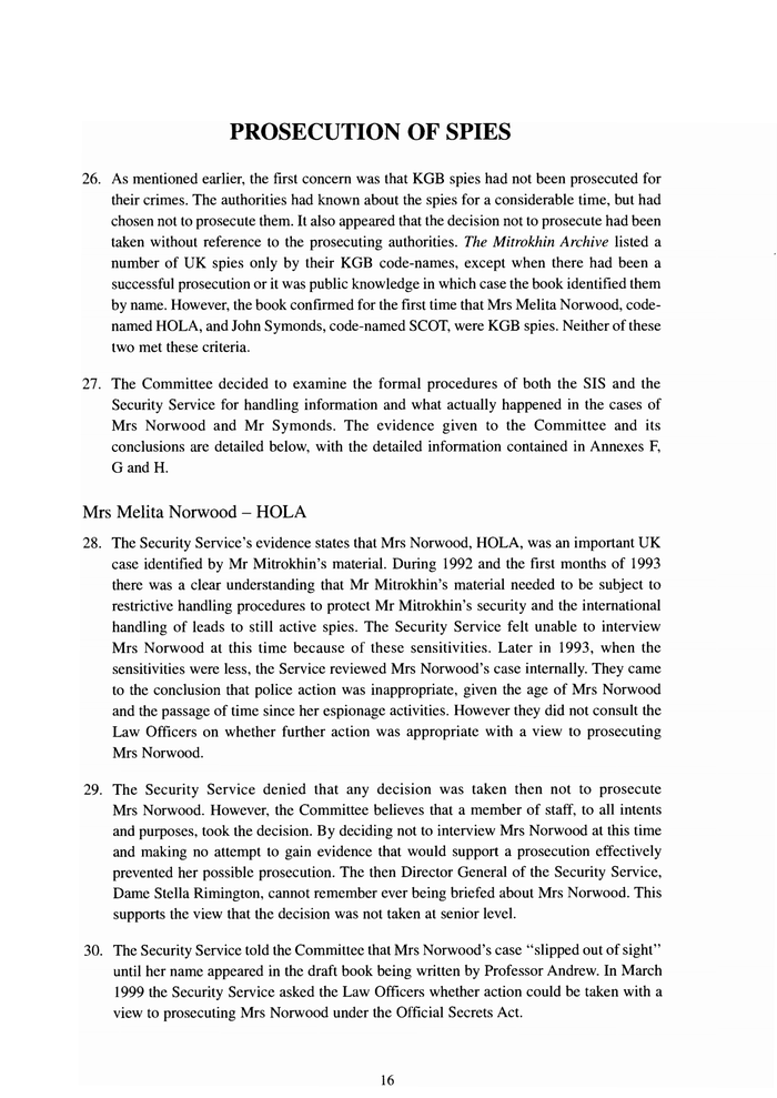Page 16 of Mitrokhin Inquiry
